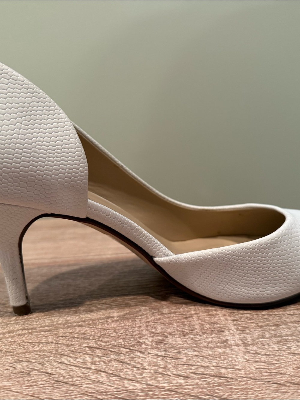 Call It Spring White Textured Mid Heel Pump